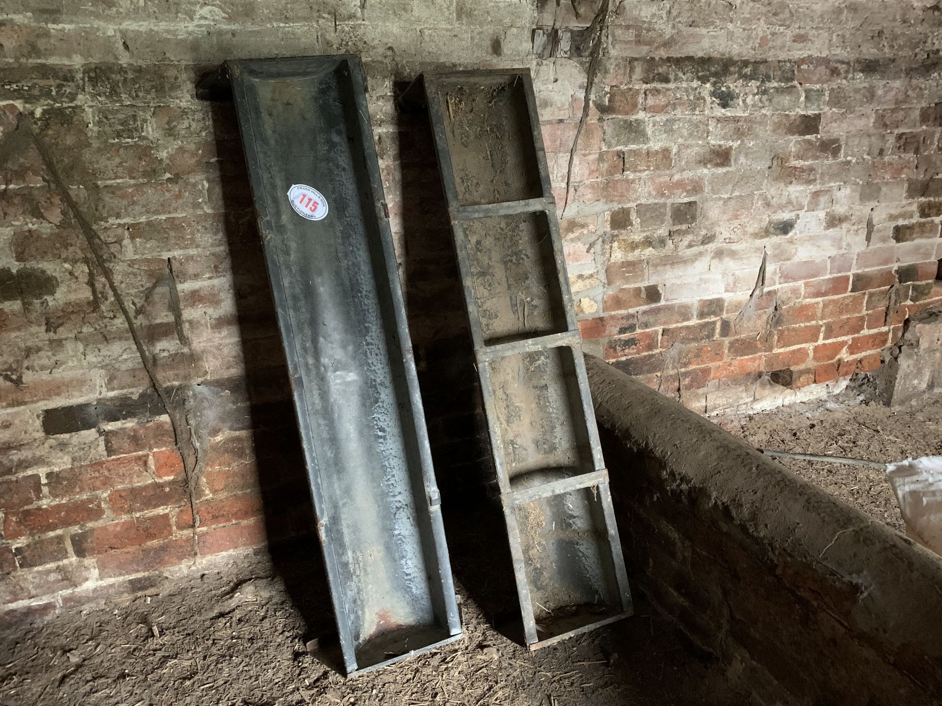 2 galvanised pig troughs