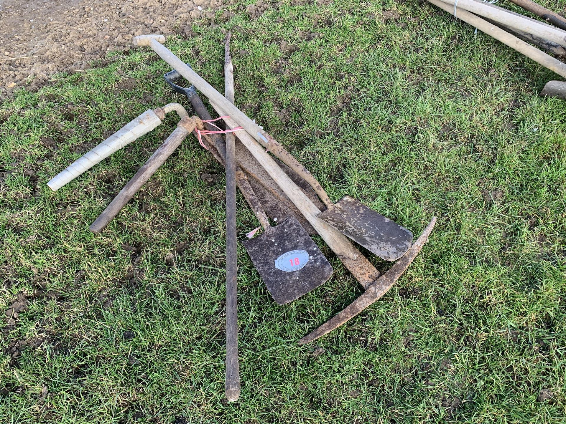 Bundle of tools including 2 hay knives