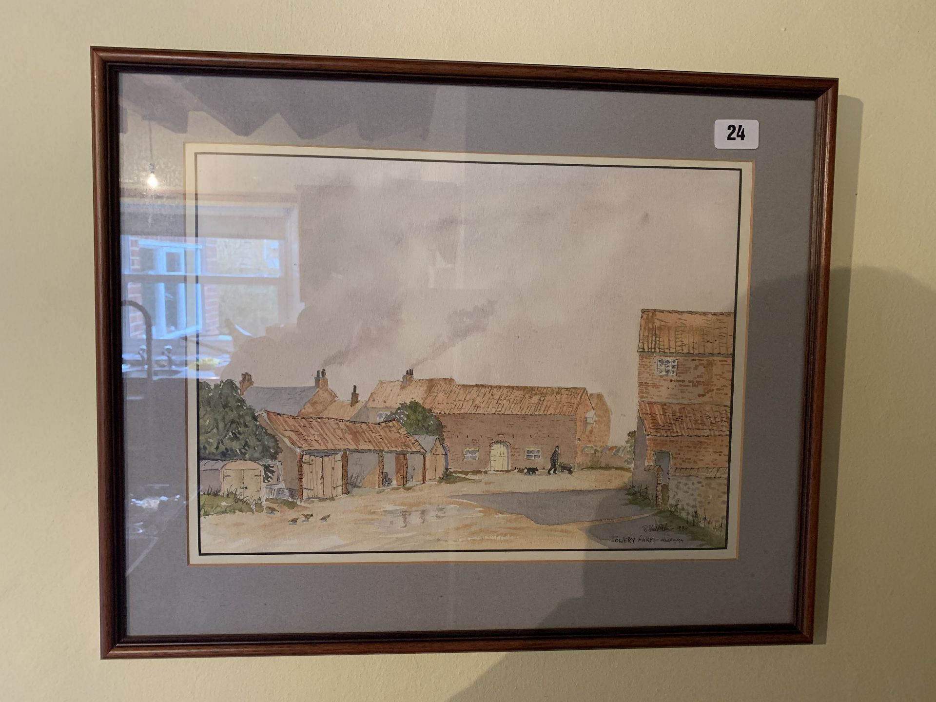 Painting of Towry Farm, Aldbrough by B Middleton, 1990