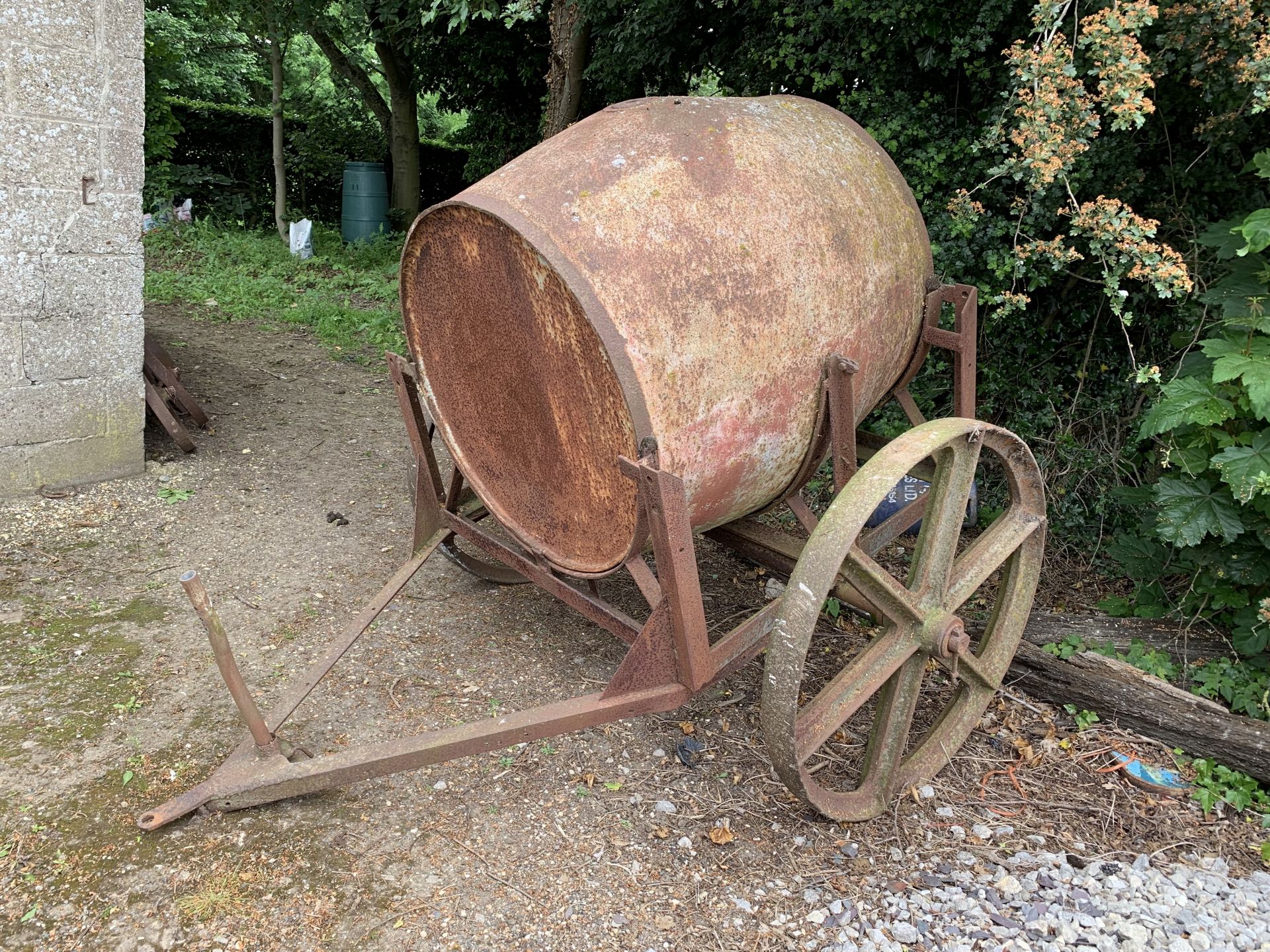 Antique water tank on trolley, believed 100+ years old
