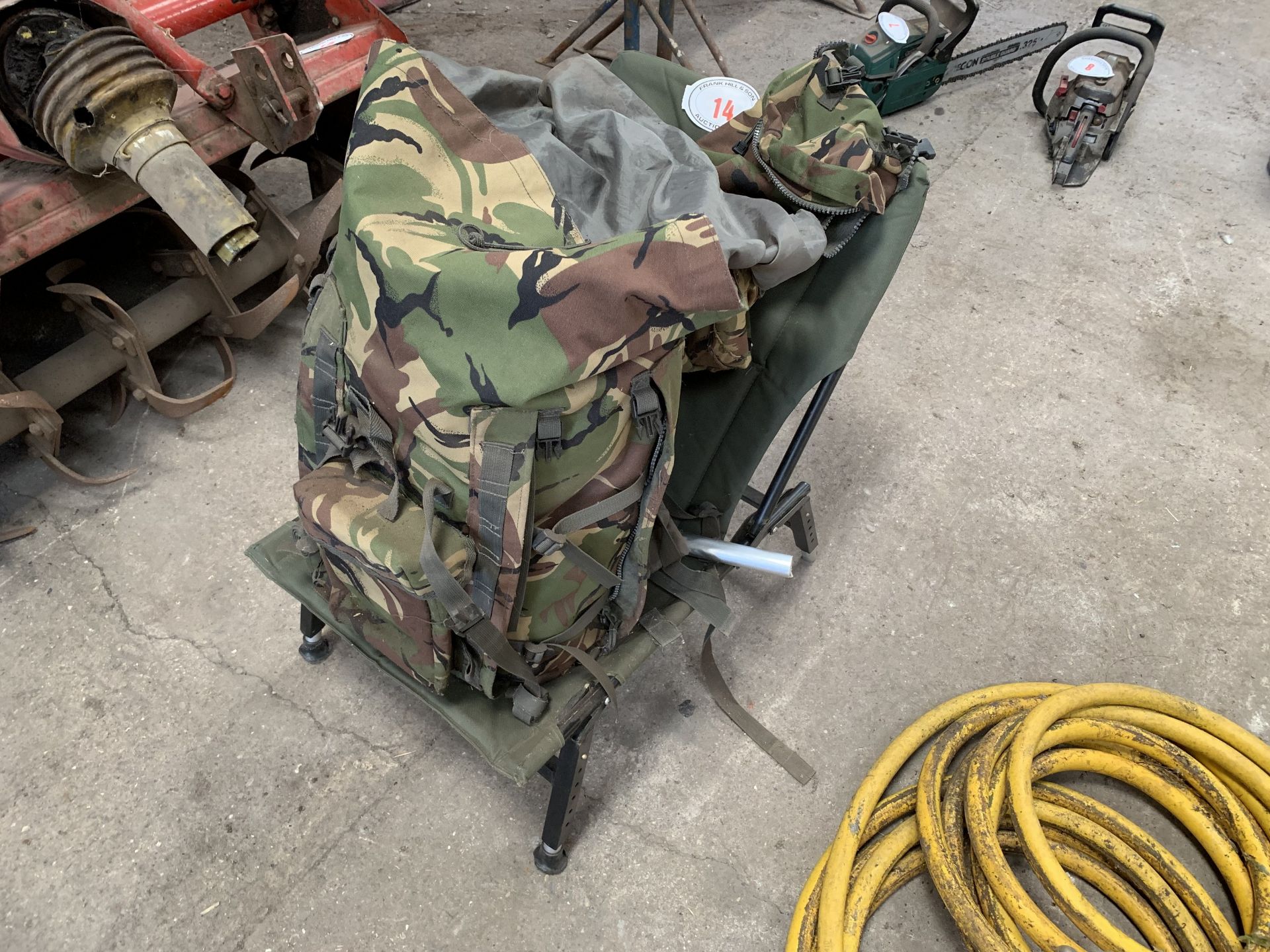 Fishing seat & rucksack etc