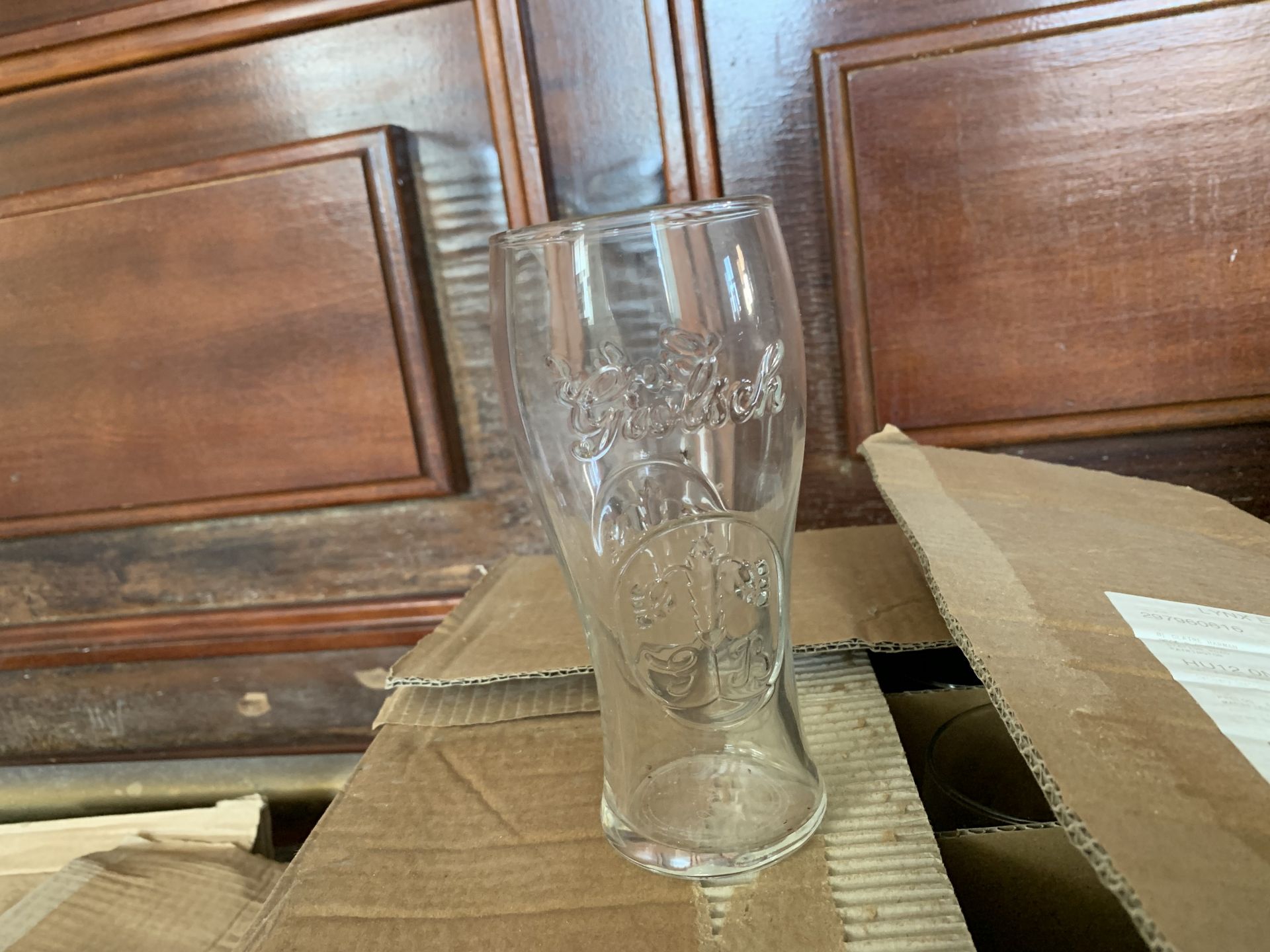 Box of Grolsch pint glasses