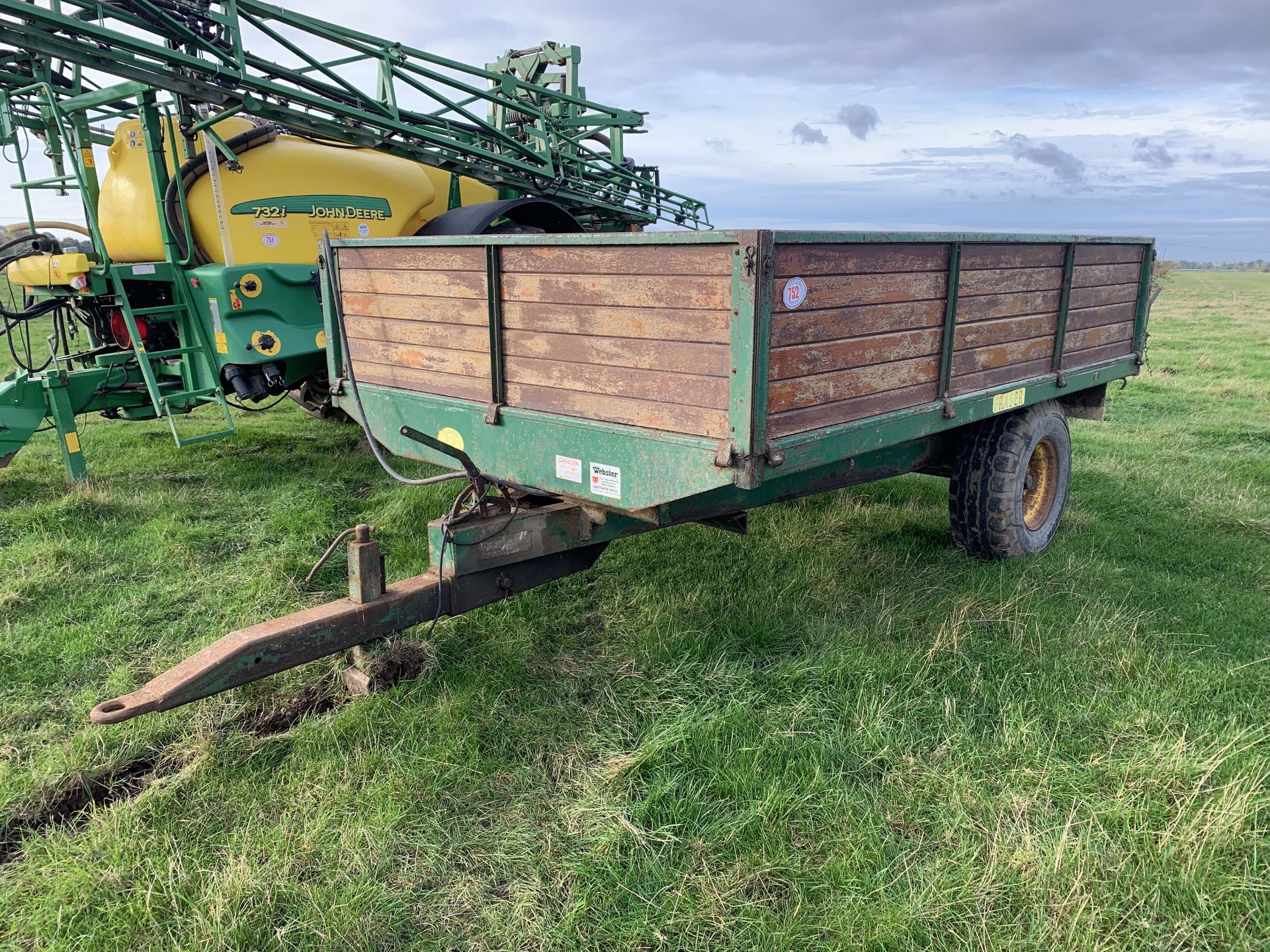 Fraiser single axle tipping trailer, timber sides