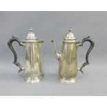 George V silver hot water pot and hot milk pot, Thomas Bradbury & Sons, Ltd, Sheffield 1922 &