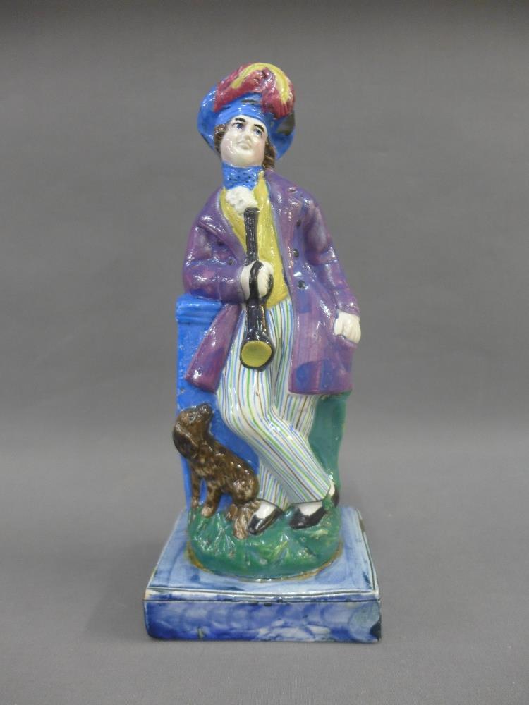 Rare early 19th century Scottish East Coast pottery figure of a Huntsman, modelled standing in his - Image 14 of 17