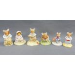 Six Royal Doulton Brambly Hedge figures to include Mr Saltapple, Mrs Saltapple, Dusty Dogwood,