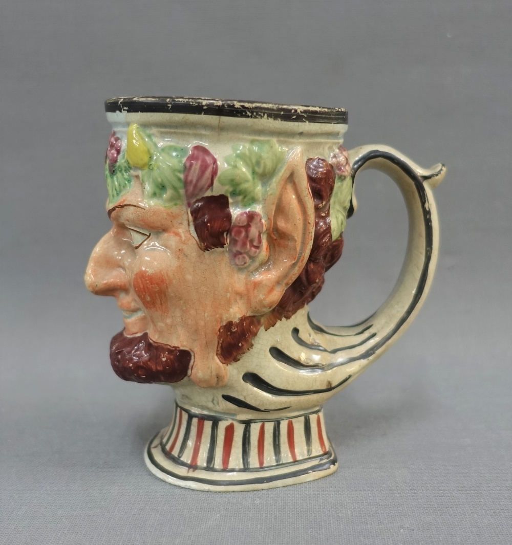 Pearlware Bacchus moulded cup, 11cm high - Image 2 of 4