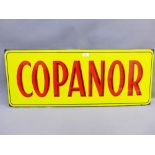 Copanor yellow and red enamel sign of rectangular form, 97 x 39cm