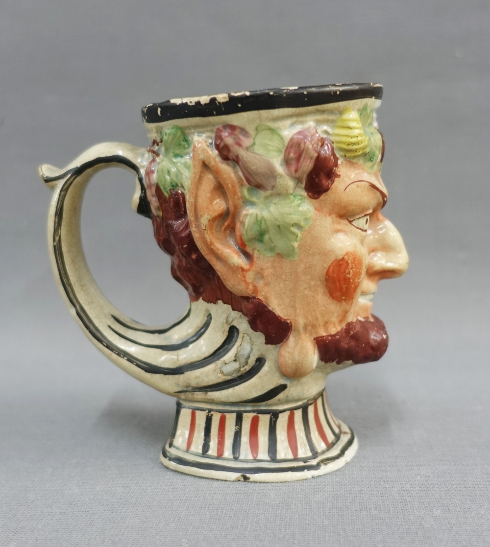 Pearlware Bacchus moulded cup, 11cm high - Image 3 of 4