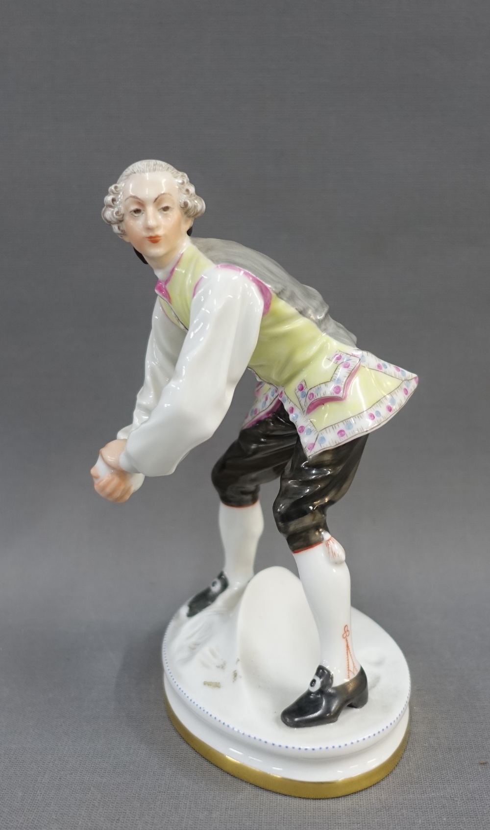 Bing & Grondahl porcelain snowball figure, in 18th century costume, 15cm high