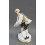 Bing & Grondahl porcelain snowball figure, in 18th century costume, 15cm high