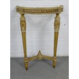 Painted giltwood consol table stand, (top lacking) 93 x 65cm