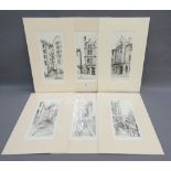 Freddie Theys, set of six copper plate etchings of Edinburgh Closes to include Sugar House Close,