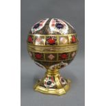 Royal Crown Derby Imari pattern Millennium Globe clock, No. 444/1000, 28cm high