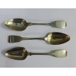 Early 19th century set of three Scottish provincial silver teaspoons, William Simpson, Banff, c1810,