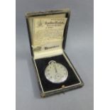 Hamilton silver case open faced pocket watch, movement numbered 1863858, boxed with original price