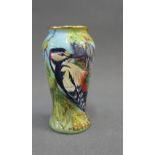 Moorcroft enamel baluster vase with bird pattern, signed Creed, No.35/75, with factory backstamps,