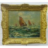 T.B. Smith, Making Home in a Freshening Breeze, oil on board, signed, in a giltwood frame, 34 x 30cm