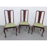 Three mahogany Queen Anne style chairs (3) 106 x 53cm