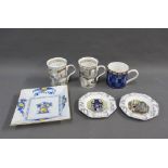 Collection of modern porcelain to include a Wedgwood mug, two Millennium mugs, two Wedgwood