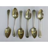 George III set of six Scottish silver soup spoons, James Erskine, Aberdeen, c1796, Old English