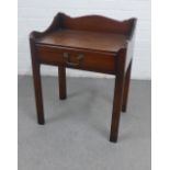 Mahogany side table / bedside, with a three quarter gallery top and single frieze drawer, 82 x 44cm