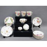 Collection of Dresden porcelain cups and saucers to include floral encrusted examples, etc (14)