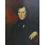 British School, Half length portrait of a Gent, oil on canvas, apparently unsigned, in a giltwood