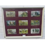 Set of nine coloured Highlander prints, contained within a single glazed frame, size overall 53 x