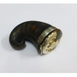 19th century Scottish curly horn snuff mull, with silver mounts, the collar inscribed Jas Smith, 8.