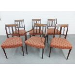 Set of five mahogany dining chairs together with a matching carver chair, each with vertical