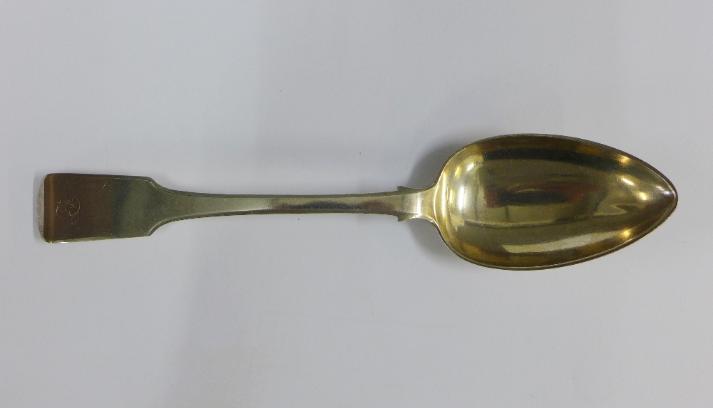 19th century Scottish provincial silver table spoon, c1820, fiddle pattern, makers mark