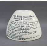 Brown & Poulson's Corn Flour Blanc-Mange pottery mould