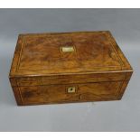 19th century walnut and inlaid box, with a void interior, 35 x 23 x 14cm