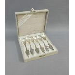 Cased set of six Dutch silver teaspoons, (6)