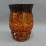 Amber coloured art glass vase, 20cm high