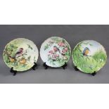 Set of three Spode fine bone china British bird cabinet plates to include Bullfinch, Chaffinch and