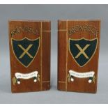 Pair of Ardbreck crested wooden bookends, (2)