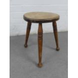 Vintage pine three legged stool, 36 x 28cm