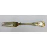 Victorian Scottish silver Queens pattern dessert fork, Robert Naughton, Inverness, single struck,
