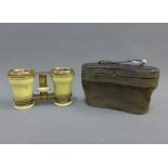 Early 20th century opera glasses, with leather case