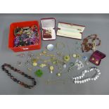 A quantity of costume jewellery together with Majorca pearls, etc (a lot)