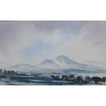 Gerry Goldwyre, (Scottish) Mountain Landscape, watercolour, signed, framed under glass, 23 x 15cm