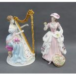 Royal Worcester figure, 'Music' No. 2118/2500, sculpted by Maureen Halsan together with a Coalport
