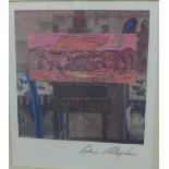 Robin Philipson, (1916 - 1992), Cockfight, reproduction coloured print, signed in black ink,