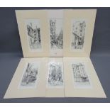 Freddie Theys, set of six copper plate etchings of Edinburgh Closes to include Reid's Close,