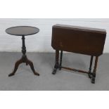 Small mahogany Sutherland table and a pedestal wine table, (2)