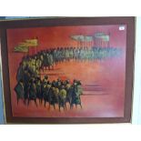 Deborah Jones, March of the Kings, a coloured block print, framed, size overall 107 x 85cm