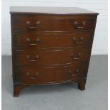 Mahogany bow front chest of drawers of small proportions, 75 x 70cm