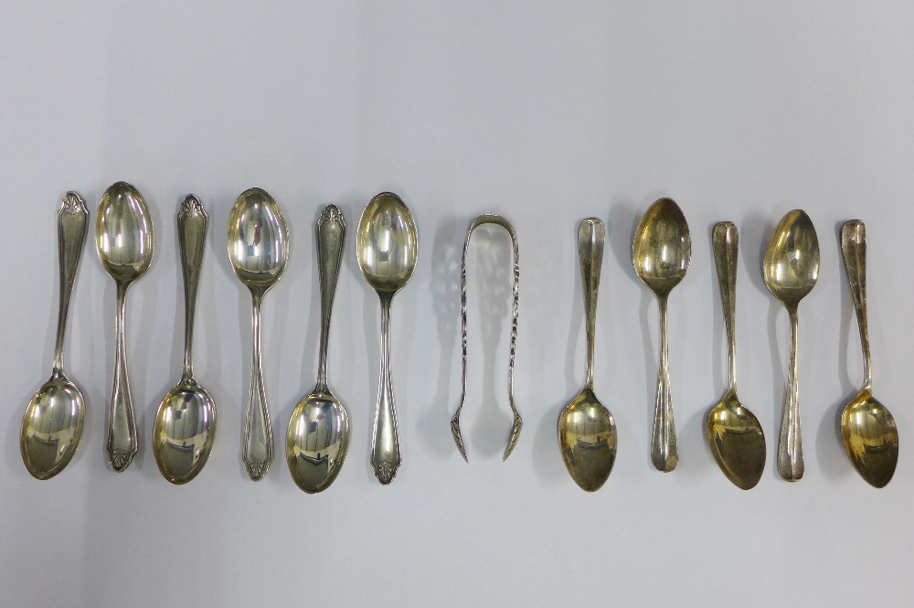 Set of six George V silver teaspoons, Sheffield 1916, five others by Viners, Sheffield 1930 and